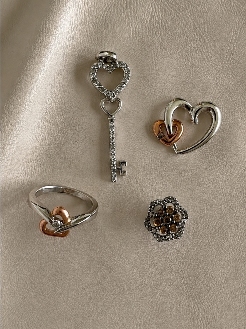 14K, 10K White Gold, Diamonds, Sterling Silver and Rose Gold Pendant Charms